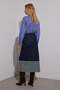 Dark Blue Asymmetrical Closure Midi Denim Skirt Twoaw26Et00063 - 4