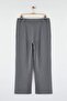 Gri Lastik Belli Wide Leg Büyük Beden Dokuma Pantolon TBBAW26AR00019 - 9