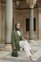 Khaki - Natural Viscose Fabric Pocketed Lace-Up Women's Hijab Kimono 1167-Tes - 5