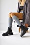 Leyah Black Laser Cut Detailed Elastic Women's Boots, Women's Bootie - 7