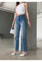 Women's Light Blue Color Shiny Stone Wide Leg Special Design Denim Palazzo Trousers - 4