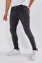 Men's Slim Fit Stretch Fabric Anthracite Distressed Jeans - 2