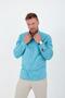 Men's Oxford Fabric Lycra Long Sleeve Shirt - Light Blue