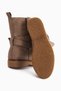 Behnoush Taupe Suede Oval Toe Buckle Detail Women's Boot, Women's Bootie - 7