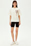Parrot Figure Embroidered Crew Neck Cotton Comfortable Fit Knitted T-Shirt - 7