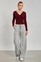 Women's Double Breasted Collar Long Sleeve Body - Claret Red - 4