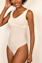 Casey Series Comfort Model Bodysuit Babydoll with Snap Fasteners at the Bottom Snap Fastener Bodysuit Ecru - 4