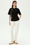 Lace-Up Crew Neck Regular Knitted T-Shirt - 5