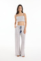 Lace and Tassel Detailed Striped Trousers Ecru