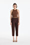 Brown Women's Trousers with Belt Accessories and Clips Pnt00430