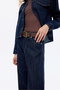 High Waist Baggy Jeans Trousers Navy Blue - 3