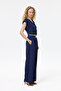 Wide Leg Pants with Label Waist Accessories Navy Blue - 4