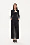Pile Detailed Regular Waist Carrot Trousers Black