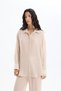 Buttoned Oversize Textured Shirt Stone