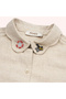 Girl's Collar Embroidery Detailed Beige Shirt - 4