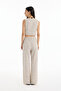 Stripe Patterned Ankle Detailed Palazzo Linen Trousers Natural - 5