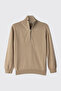 Boy's Stand Collar Half Zipper Beige Knitwear - 3