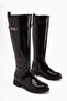 Kanako Black Patent Leather Accessory Zippered Short Heeled Women's Boots - 3