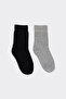 Unisex Children's 2-Piece Basic Black-White Socks - 2