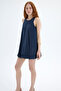 Navy Blue Mini Balloon Dress - Halter Neck - 3