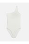 Moeva Girl's One Shoulder White Swimsuit
