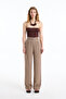 Brown High Waist Linen Palazzo Trousers