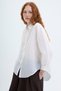 Ecru Color Thin Striped Oversize Shirt - Buttoned - 4