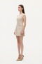 Pocket Detailed Round Neck Tweed Mini Dress Stone - 3