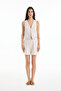 Thin Striped Linen Mini Shorts with Knitted Waistband Natural - 4
