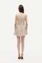 Pocket Detailed Round Neck Tweed Mini Dress Stone - 5