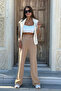 1077 Women's Lycra Velcro Closure Beige Palazzo Trousers Beige - 3