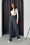 Women's Lycra Velcro Closure Palazzo Trousers 1077 Smoked - 5