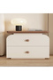 Multipurpose Use Modern Round Edge Design Minimalist Design Solid Wood Bedside Table with Leather