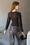 Women's Crew Neck Drape Detailed Long Sleeve Blouse Black - 4