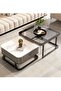 Set of 2 Marble and Glass Coffee Tables with Metal Frame Square Coffee Tables - 4