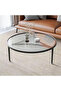Piece Low Circle Minimalist Center Table Home Decor Insert Glass Top Metal Frame Coffee Table Sofa