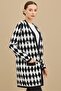 Baklava Patterned Double Breasted Jacket Black-White - 2