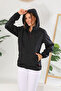 Women's Black Lined Windproof Hooded Pocket Raincoat
