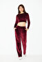 Slim Fit Velvet Sweatpants with Pockets - 6