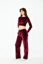 Slim Fit Velvet Sweatpants with Pockets - 2