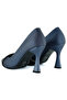 Roland Navy Blue Satin Stone Goblet Heeled Stiletto 9 Cm - 6