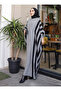 Striped Knitted Bat Dress - Gray - Sahra Butique - 4
