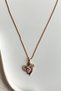 Rose Heart Model Steel Necklace with Zircon Stone Detail - 2