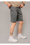 Men's Smoked Pique Fabric Baggy Cut Double Leg Elastic Waist Tie Summer Shorts - 4