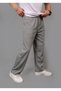 Men's Gray Baggy Cut Pique Fabric Waist Elastic Pocket Detailed Trousers Sweatpants