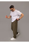 Men's Khaki Baggy Style Parachute Fabric Wide Leg Sports Sweatpants - 6
