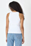 Ribbed Regular Fit Normal Fit White Crew Neck Zero Sleeve Cotton Women's Tank Top - 7