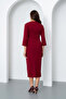 Women's Burgundy Button Detail Midi Event Dress - 5