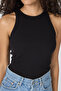 Ribbed Regular Fit Normal Fit Black-White Crew Neck Zero Sleeve Cotton 2-Piece Women's Tank Top - 6