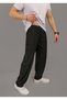 Men's Black Baggy Style Parachute Fabric Loose Wide Leg Stretchy Waist Sweatpants
